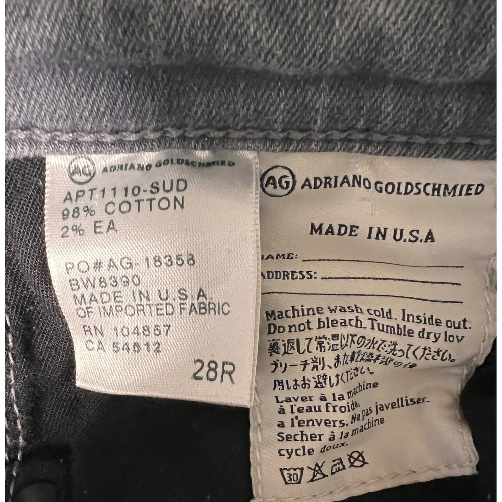 AG Adriano Goldschmied The Stilt Cigarette Leg Jeans 28R Grey Made in USA - Picture 3 of 10